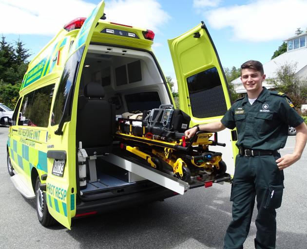 St John ambulance officer Zac Armstrong at the rear of the first response unit which will be used...