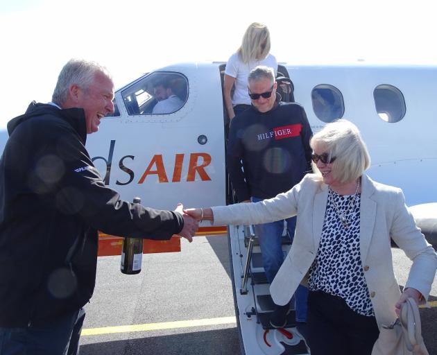 Sounds Air managing director Andrew Crawford welcomes Waitaki MP Jacqui Dean and eight other...