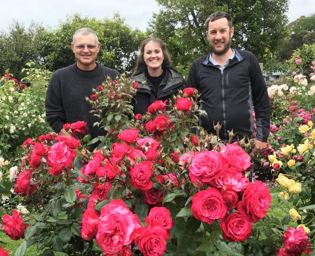 Tauranga rose breeder Rob Somerfield (left) of Glenavon Roses Ltd, Palmerston North rose garden...