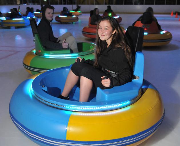 Friends Eva Lloyd and Jack McKnight, both of Dunedin,  had a go in the bumper cars at the 
...