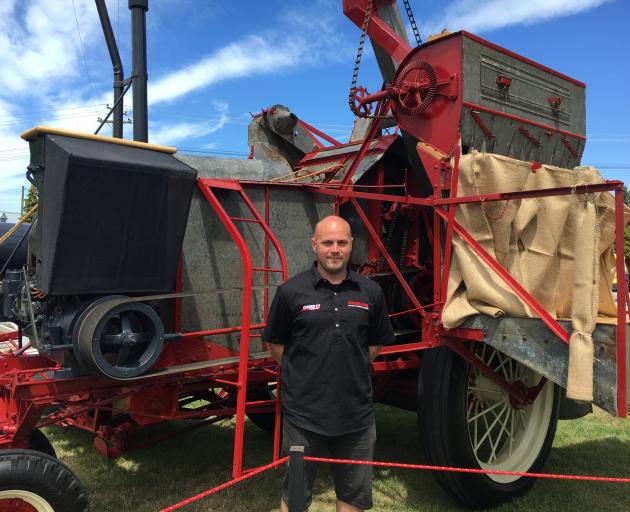 Gareth Rowlands, of Kirwee, hopes this 1935 combine harvester, which is owned by his uncle, Alan...