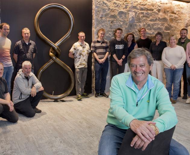 Sir Ian Taylor and some of his team at Animation Research's Dunedin offices. PHOTO: GERARD O’BRIEN
