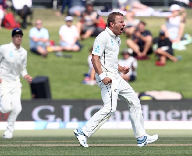 Neil Wagner of New Zealand celebrates his wicket of Joe Root of England. Photo: Getty Images