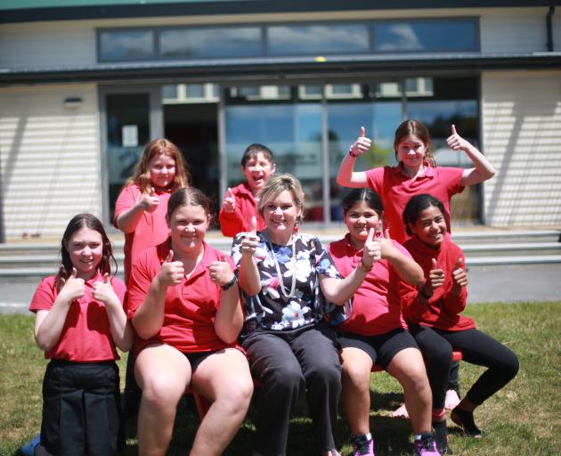Oamaru North School pupils (back, from left) Lillian Campbell, Hezekiah Chappell, Karmin Mullaly,...