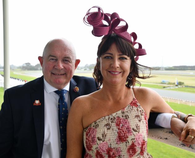 Southland Racing Club president Sean Bellew and his wife Becky on Saturday.