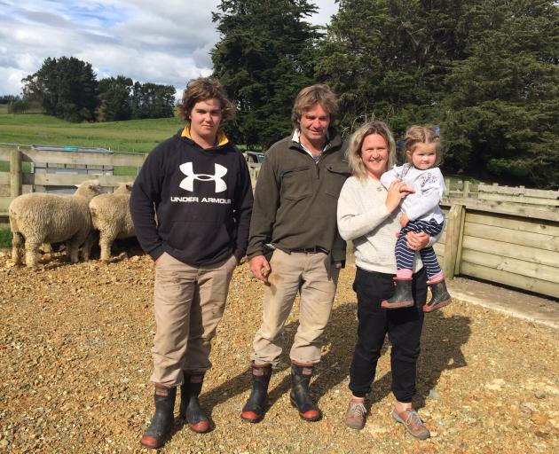 The Robertsons, of Merrydowns Romney and Southdown Stud near Tapanui, are (centre) Sally and...