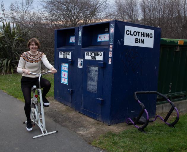 Pine Hill artist Nicola Hansby displays a treasure she found at a local clothing bin. PHOTO:...