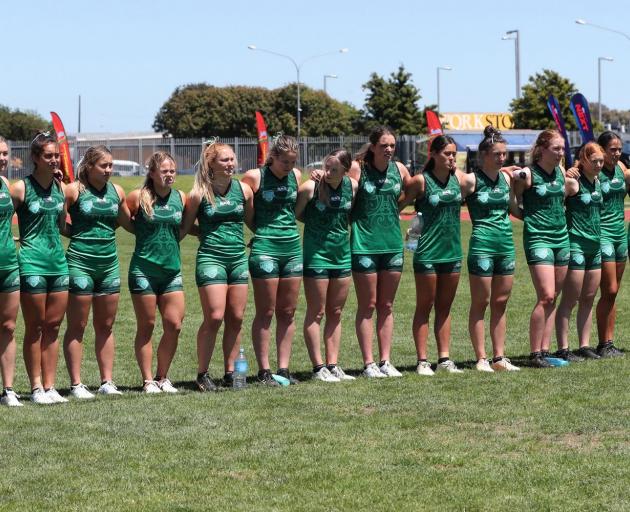 The Te Waipounamu touch team lines up for one of its games on Saturday. PHOTO: AUCKLAND SPORTS...