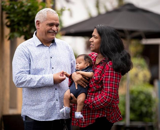 Auckland DHB consultant anaesthetist Dr Jack Hill meets baby Joel Don Wijesinghe and his mother...