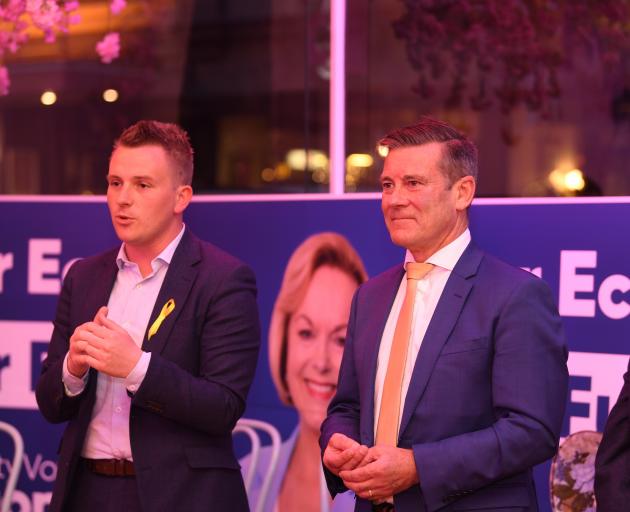 Defeated National Party Taieri candidate Liam Kernaghan (left) and Dunedin-based list MP Michael...