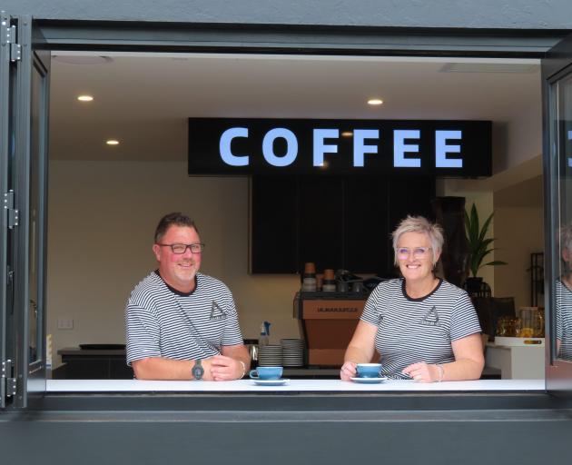Glenn and Toni Sowman at their new cafe, Triangle Espresso. Photo: Ashburton Courier