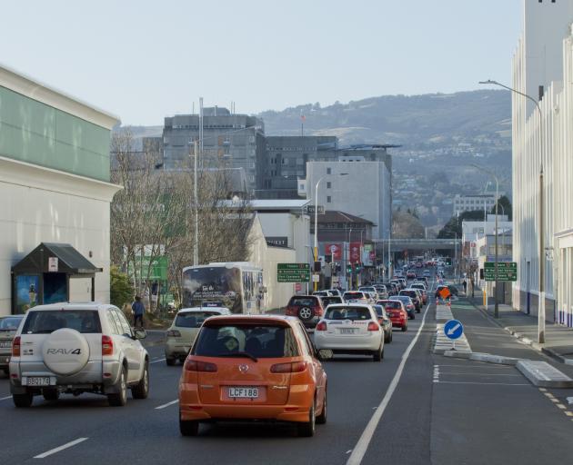 The one- way system heading north on Cumberland St, outside Countdown. Photo: ODT files