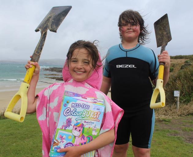 Tussock Creek residents Zoe (8) and Alex (11) Brinkworth won the sculpting competition for the...