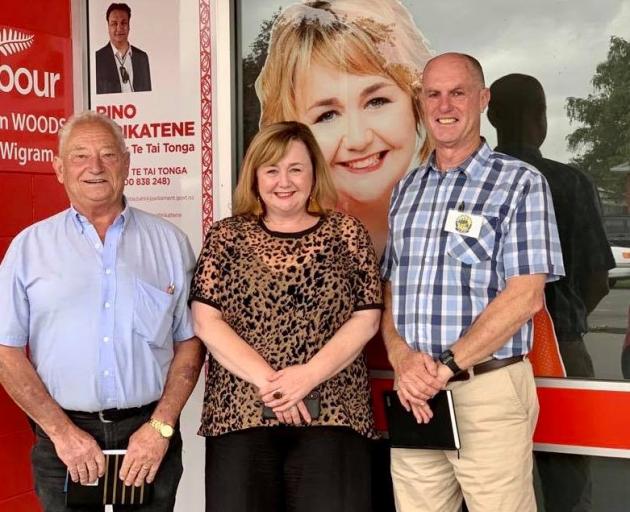 Murray McGusty, with Halswell-Hornby-Riccarton Community Board chairman Mike Mora (left) and...