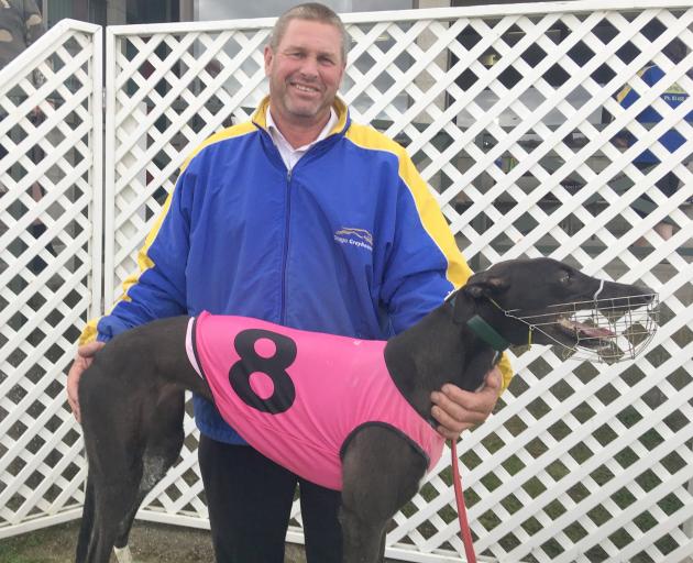 Rangiora trainer Garry Cleeve with Pearls Are Us, who won the Colin Keen Memorial at Forbury Park...