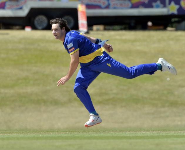 Mitchell McClenaghan bowls for the Otago Volts earlier this year. Photo: GREGOR RICHARDSON