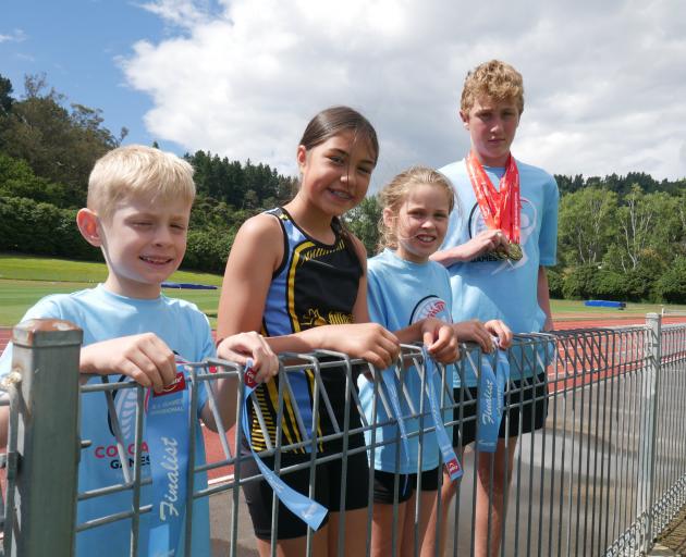 Among Dunedin junior athletes who competed at the South Island Colgate Games are (from left) Max...