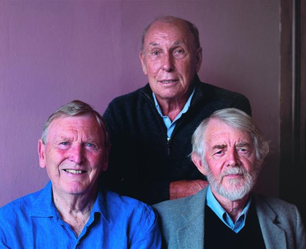 Longtime friends (from left) Owen Marshall, Grahame Sydney and Brian Turner.PHOTO: SUPPLIED