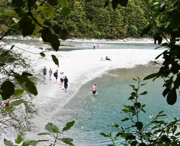 The Blue Pools Track, near Makarora, was busy on Monday PHOTO: LAURA SMITH