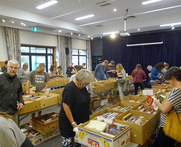 The Wanaka Rotary Club second-hand book fair attracts bibliophiles yesterday. PHOTO: KERRIE...