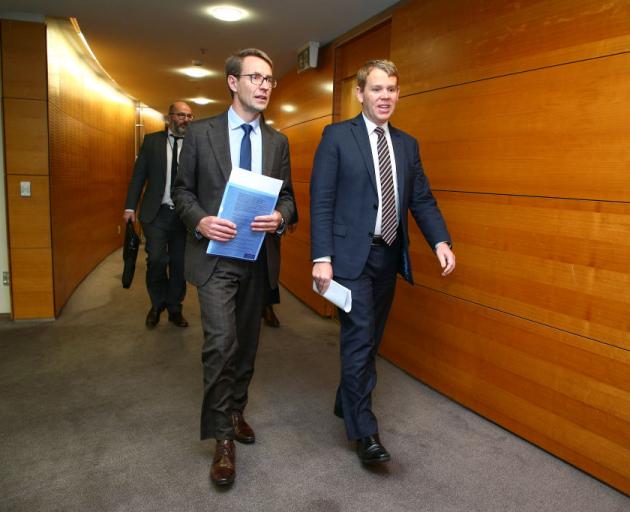 Director general of health Dr Ashley Bloomfield arriving with Health Minister Chris Hipkins for...