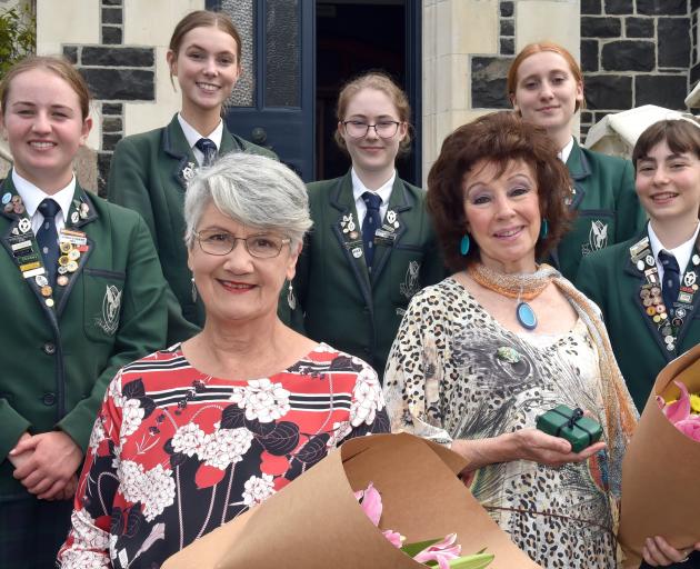 Columba College distinguished alumnae Jan Bolwell (front left) and Terry MacTavish yesterday with...
