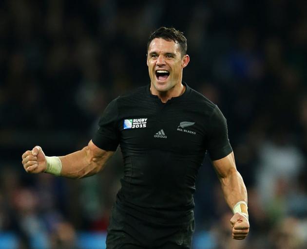 Dan Carter celebrates after the All Blacks 2015 World Cup victory. Photo: Getty Images