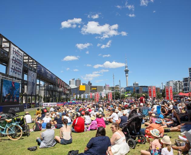 Spectators at Auckland's Prada Cup fan zone. Photo: Getty Images