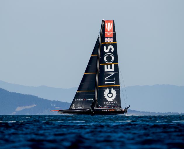 Ineos Team UK during their win over Luna Rossa in Race 6 Saturday. Photo: Getty Images