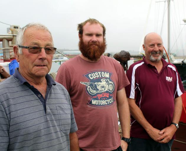 Safe ashore at the Blaketown lagoon is the crew of Danaan, Dave Hall (left), of Central Otago,...