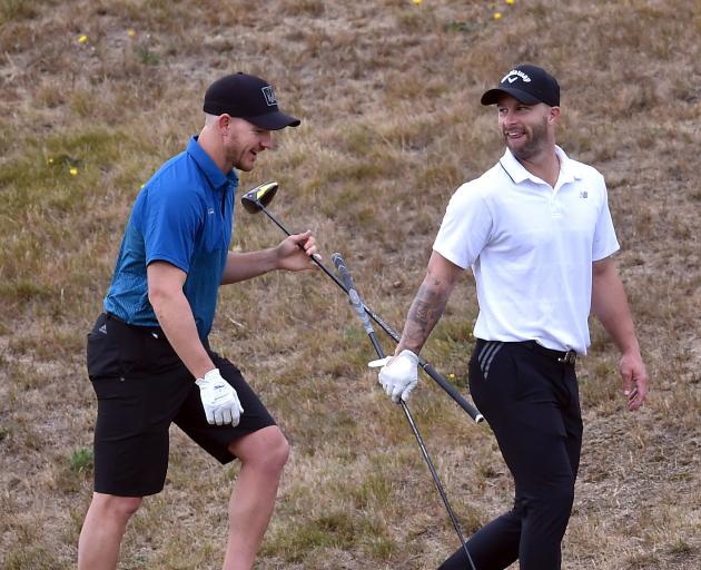 Australians D’Arcy Short (left) and Matthew Wade at the Otago Golf Club yesterday. PHOTOS: PETER...