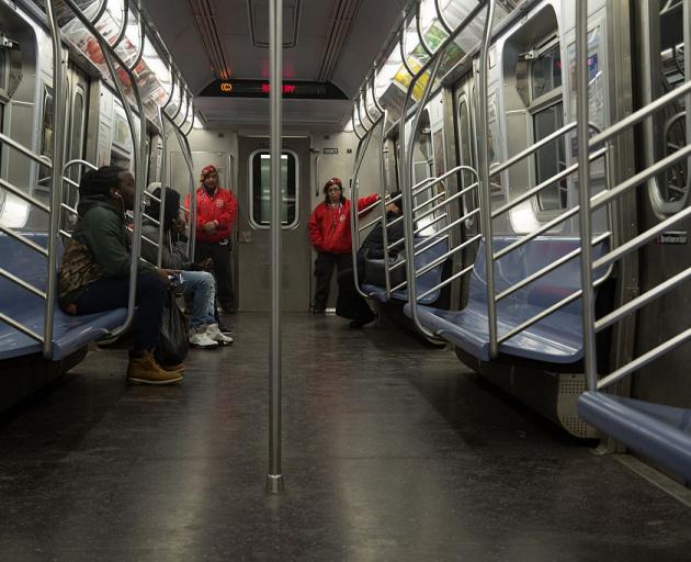 The Guardian Angels patrol the New York subway in Brooklyn & Manhattan for the first time in 22 years after a spree of slashing attacks. Photo: Getty Images