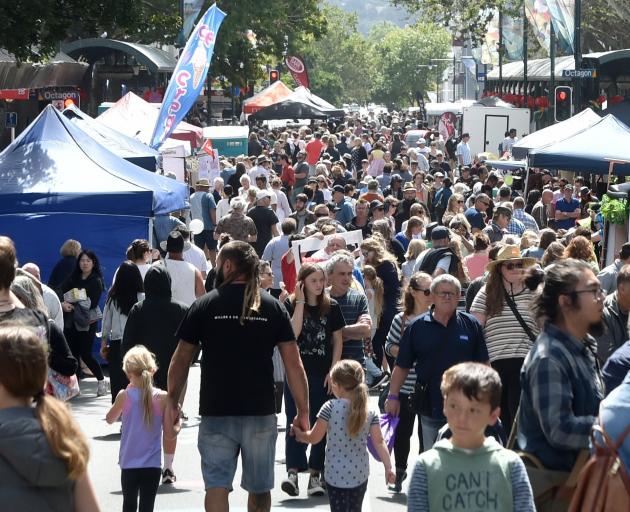 A relaxed crowd enjoyed Thieves Alley sales and entertainment in the Octagon and lower Stuart St.