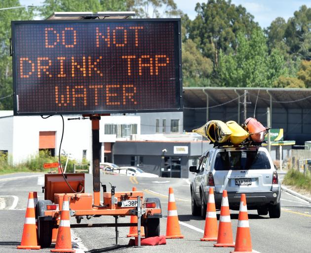 A road sign in Waikouaiti warns people not to drink local water. PHOTO: PETER MCINTOSH