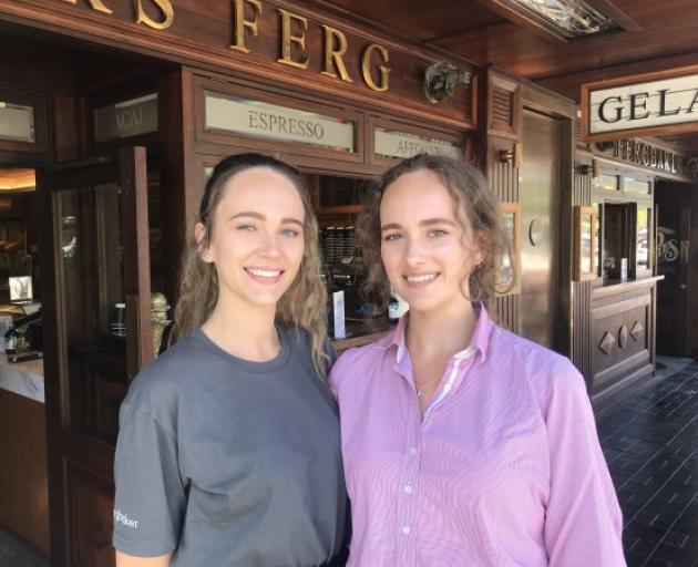 Sisters Danielle, left, and Sammy Billington who've moved from the Waikato for a 'Kiwi OE' in Queenstown, working for the Fergburger group