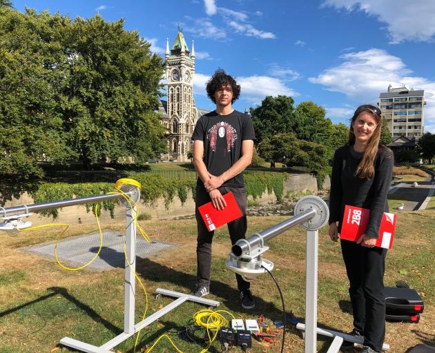 University of Otago fourth-year physics student Ben Ripley (left) and physicist Dr Inga Smith...