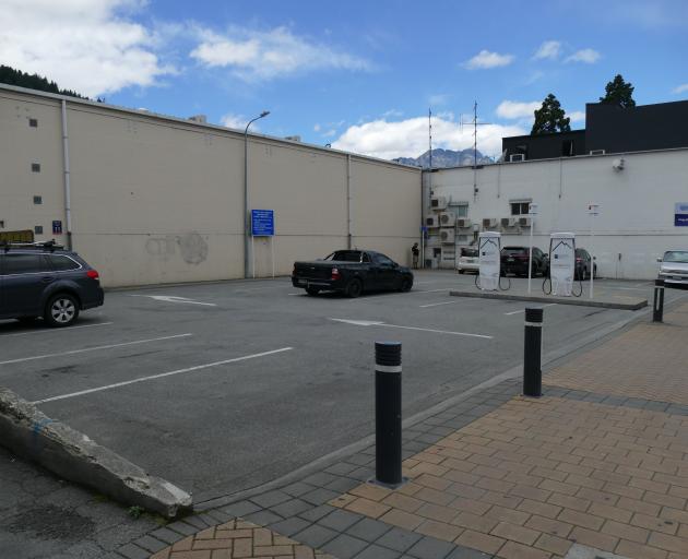 Untenanted car parks in Queenstown’s Athol St on Wednesday afternoon, where the rate is $4 an...