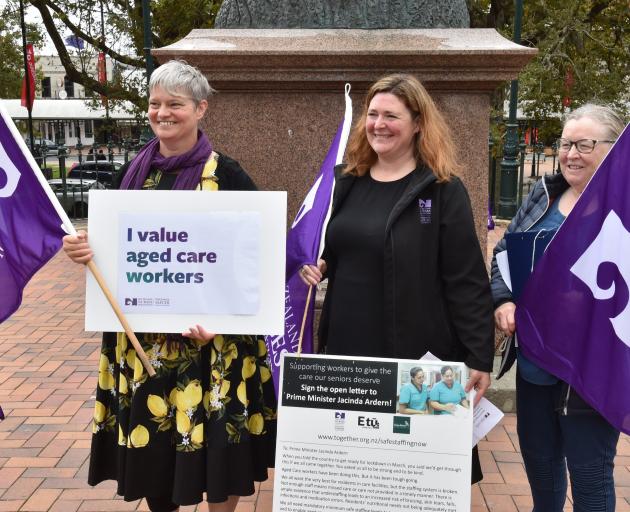 New Zealand Nurses Organisation members (from left) Karyn Chalk, Colette Wright and Rhonda Tosh...