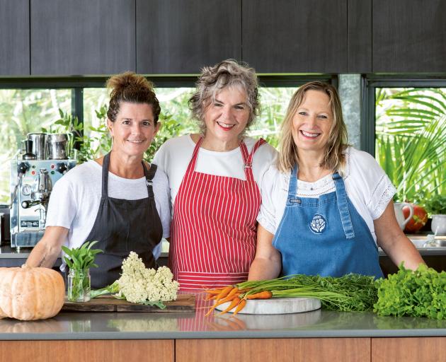 Author Pam Brook (centre) and chefs Sarah Swan and Sam Gowing. PHOTOS: ALAN BENSON