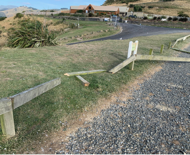 The late night rampage also damaged fences around the car park of the albatross colony. Photos:...