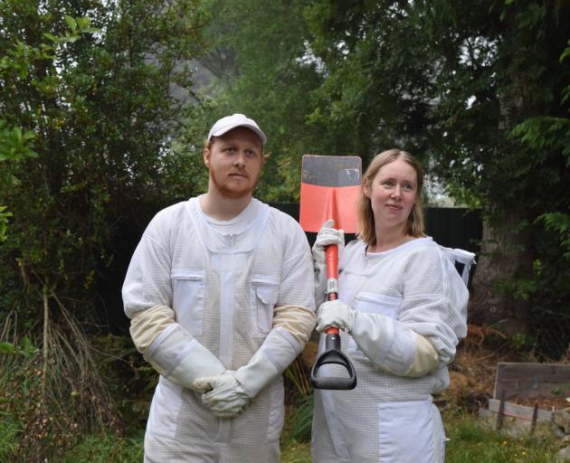 University of Otago genetics PhD students Josh Gilligan and Gemma McLaughlin prepare to remove a...