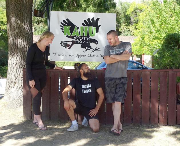 Youth workers Emma Hunter, Hemi Cordell and Richard Elvey, from Wanaka’s Kahu Youth Trust, enjoy...