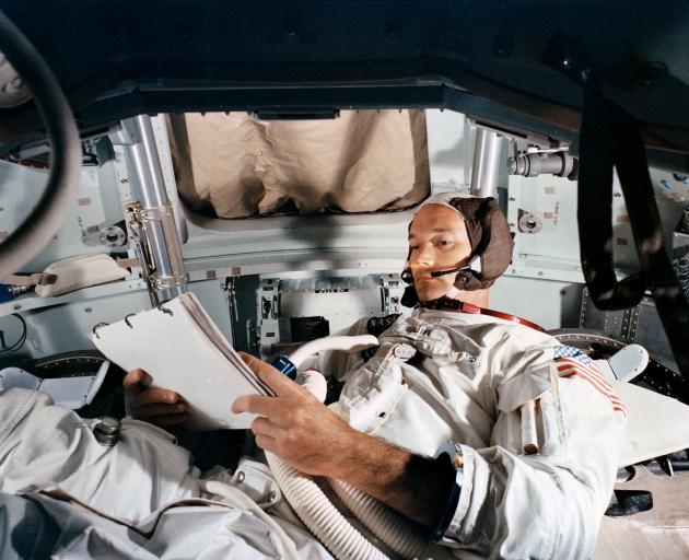 Command Module pilot Michael Collins practices in the CM simulator at Kennedy Space Cente. Photo: NASA/Handout via Reuters
