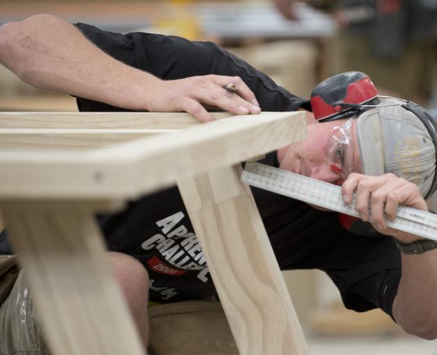 Matt Wadsworth apprentice Ryan Whitburn competes at the New Zealand Certified Building Apprentice...