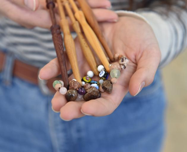 The lace bobbins given to artist Arielle Walker by her Nana. PHOTO: GREGOR RICHARDSON