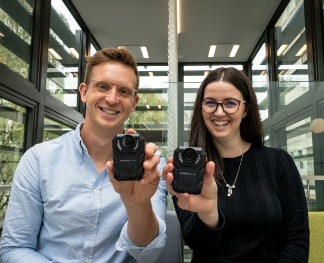 Bedtime Electronic Devices (BED) study co-leaders Brad Brosnan and Shay-Ruby Wickhamdisplay infrared cameras that record children’s bedtime screen use. PHOTO: SUPPLIED