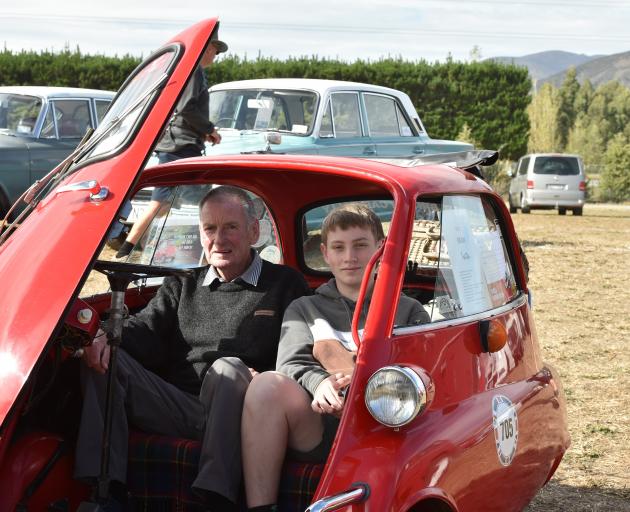 Alistair Lobb and his grandson James Alexander (15), both of Ashburton, in Mr Lobb’s 1957 BMW...