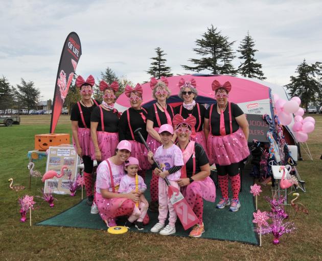 The boobalicious Paddlers, members of the Abreast of Life Dragon Boat team, from Christchurch,...