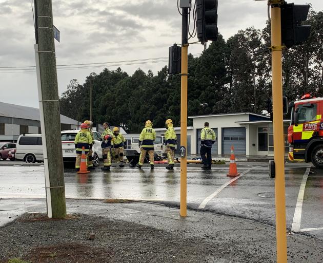 Fire and Emergency New Zealand personnel at the scene in Invercargill. Photo: Abbey Palmer 