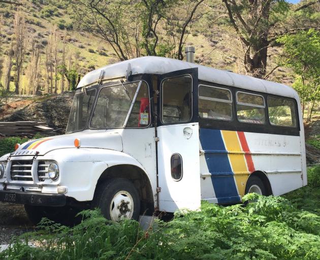 Billy the Bus parked on a section in the Kawarau Gorge in September 2016. PHOTO: SUPPLIED.